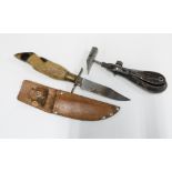WH Fagan & Son, deer's foot dagger and a metal workers tool with hammer head (2)