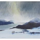 James Bankier (Contemporary Artist) 'Hillwalking above Loch Linnhe' watercolour, signed and framed