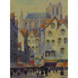 L. Baudin, French street scene, oil on canvas, signed and framed, 40 x 50cm