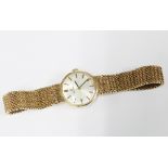 Lady's vintage Omega wrist watch on a 9ct gold textured bracelet strap, London 1965, with Omega box