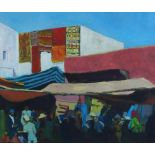 Gerry McGowan, (Scottish) 'Moroccan Market', oil on card, signed and dated 1999, framed under