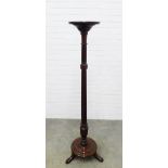 Mahogany torchere, circular top on a fluted column 152 x 46cm