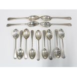 Set of nine silver teaspoons, London 1933 and four Sheffield silver grapefruit spoons (13)