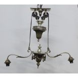 Edwardian rise and fall light fitting, 55cm wide