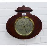 Mahogany wall barometer with silvered dial, 33cm wide
