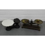 Set of vintage scales with weights and another (2)