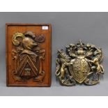 Two reproduction heraldic wall plaques, largest 44 x 31cm (2)