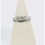 Early 20th century 18ct white gold three stone diamond ring together with an 18ct white gold