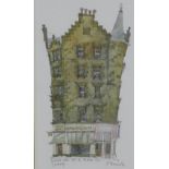 Peter Michael, 'Building Gable End on Royal Mile', watercolour, signed and dated '92 with an Open