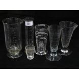 Collection of late 19th / early 20th century glass measures, tallest 18cm, (6)