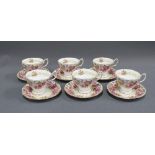 Royal Albert Serena bone china set of six cups and saucers (12)