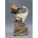 Lladro Gres figure of a girl with a goose, 25cm