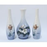 Three Royal Copenhagen vases 23cm (3)