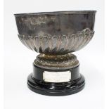 Edwardian silver pedestal punch bowl, Goldsmiths & Silversmiths Company, London 1908, half gadrooned