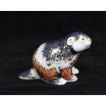 Royal Crown Derby imari paperweight - Riverbank Beaver Ltd Ed No. 1116/5000, with gold stopper