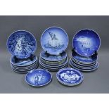 Collection of Royal Copenhagen blue glazed calendar plates (24)
