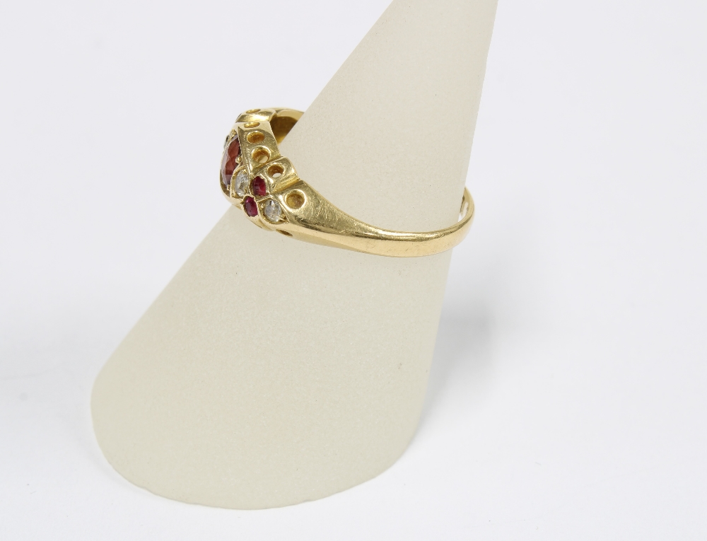 18ct gold ruby and diamond ring, size P - Image 2 of 3