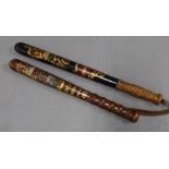 Early 20th century Special Constable painted truncheon , Edinburgh 1914 - 1919, No.103 39cm long