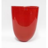 Vilniaus Stiklo Studlia, a large contemporary art glass vase in red, of large size, 31cm