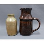 Angus MacLeod studio pottery vase, signed and dated 61, together with a studio pottery jug with