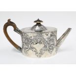 George III silver teapot, Charles Chesterman II, London 1794, with chased repoussé pattern and