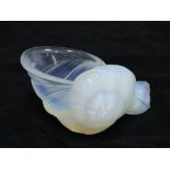 Sabino, French opalescent glass snail, with remnants of a paper label to base, 10cm