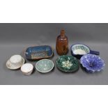 19th and 20th century pottery and porcelain to include a slip ware dish, tea bowl and saucer and a