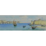 Joseph Galia (Malta, 1904-1985) Grand Harbour, watercolour, signed and dated Malta 1917, also titled