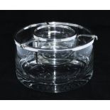 Souffle Bouche French clear crystal and silver plate caviar dish, 20cm diameter