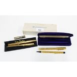 Vintage Waterman's gold plated Ideal Fountain pen and pencil set, Dupont gold plated fountain with