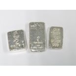 Two 2oz and one 1oz pure silver bars (3)