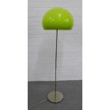 Vintage chrome standard lamp with a green Guzzini style shade. 140 x 42cm.