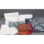 Collection of vintage lace and cotton to include a table cloth and napkins, large crochet bed