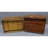 Two miniature chests / collectors cabinets, with long drawers , 30 x 40cm (2)