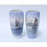 Two Royal Copenhagen porcelain vases to include pattern number 2809 & 3430, with printed factory