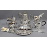 Quantity of Epns wares to include coffee pot, toast rack, entrée dish, silver handled grapefruit