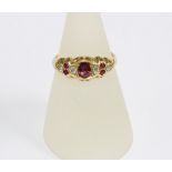 18ct gold ruby and diamond ring, size P