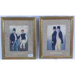 Two early 20th century painted over prints to include 'Father of the turf' and Honor and Talent',