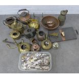 Lot containing mixed metal ware and a box of silver plated cutlery (a lot)