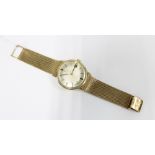 Gents vintage 9ct gold Omega Automatic De Ville wrist watch with champagne dial, hour batons and
