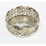 Victorian silver wine coaster by John Angell II & George Angell London 1845, the pierced sides