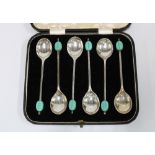 Cased set of six coffee bean handed spoons, Viners, Sheffield 1933 (6)