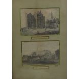 Early 19th century etchings of Harrow on the Hill and Harrow School, contained within a single and