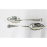 A pair of Georgian silver serving spoons, Thomas Wallis II, London 1794, 22cm (2)