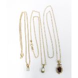 Three 9ct gold pendant necklaces (3)