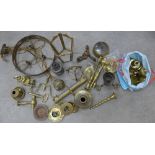 Lot of parts from lamps and candlesticks, including a rise and fall lamp, a/f (a lot)