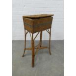 Early 20th century wicker and bamboo sewing basket with lift up top. 69 x 48 x 26cm.