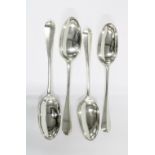 Georgian Scottish silver Hanoverian table spoons, to include William Dempster, Edinburgh 1766,