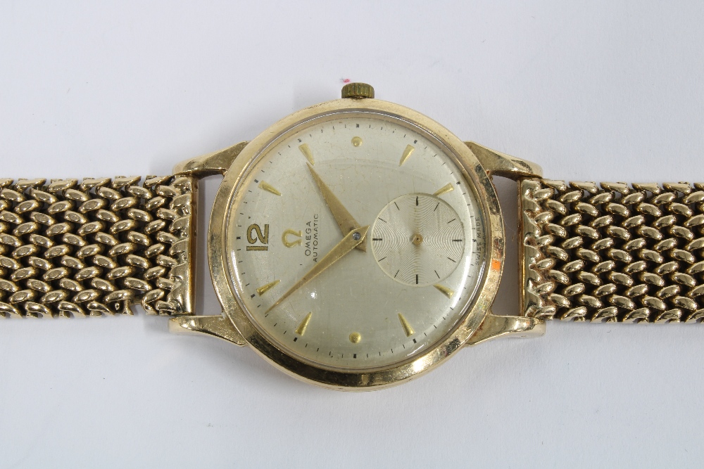 Gents vintage 9ct gold Omega Automatic wristwatch, champagne dial with Arabic numeral at 12 and