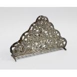 Continental silver letter rack, stamped 800, 19cm long
